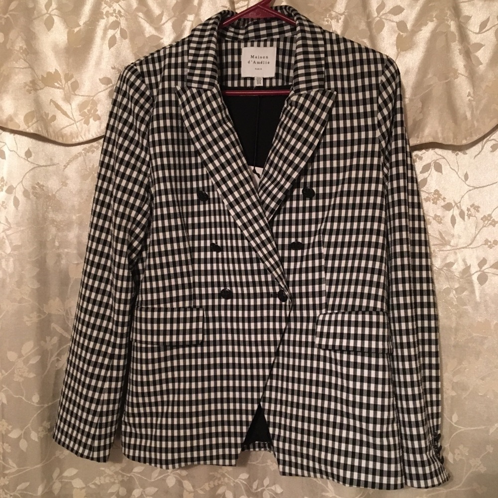 NWT*Maison d’ Amelie*Rocker-Chic Checkered Blazer
